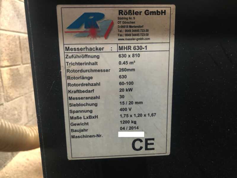 Rößler Hacker / Restholzzerkleinerer - gebraucht MHR 630 - 1 (1)