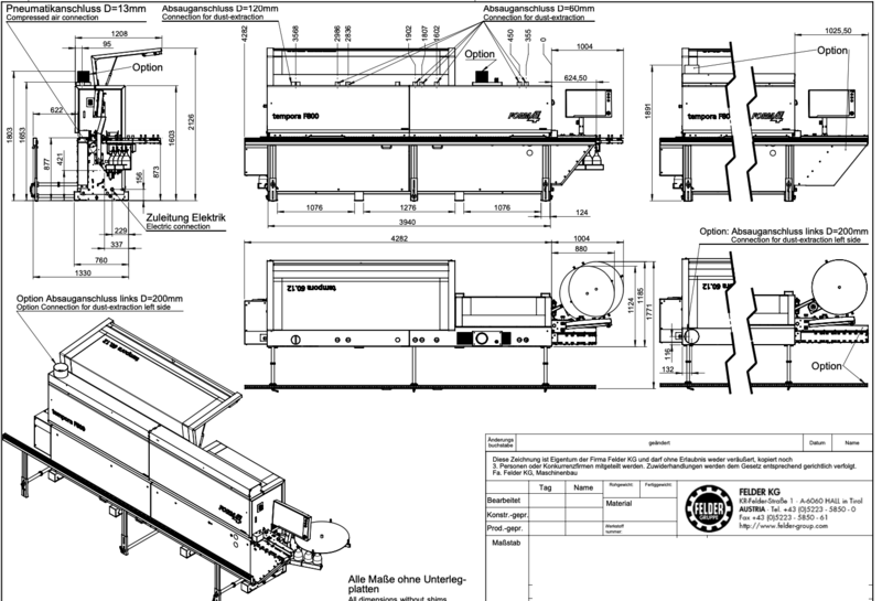 Felder / Format 4 Einseitige Kantenanleimmaschine - gebraucht Tempora 60-12 (10)