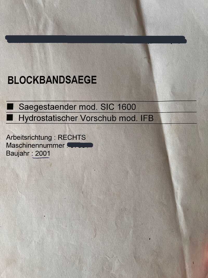 Primultini Blockbandsäge / Sägelinie - gebraucht SIC 1600 (13)